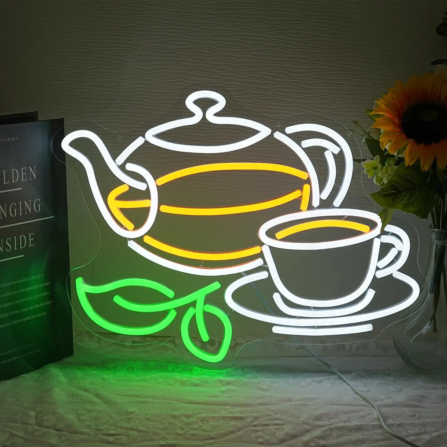 壁飾り用ティーネオンサイン、ティーポットネオンライトドリンク、ledネオンサイン、喫茶店、カフェ、コーヒーショップ、モール、キッチン、お茶用