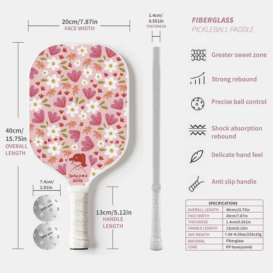 Pickleball Paddle Set with 2 Balls Trendy Pattern Pickleball Paddle Set Lightweight Pickleball Racket for Adults & Beginners