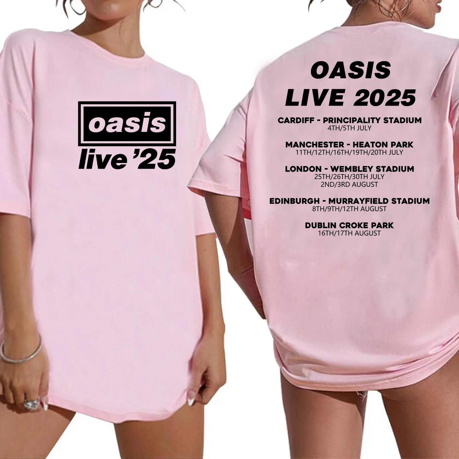 OASIS Live 25 Tour 2025 t-shirt Extra Large o-collo manica corta moda camicie Oversize