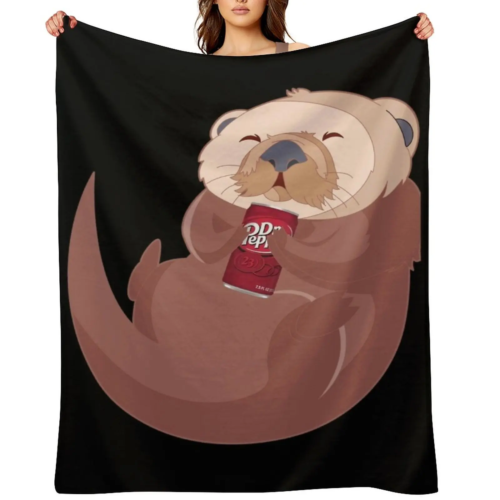 Otter + Dr. Pepper \t \t Throw Blanket Blankets For Sofas Beautifuls Luxury Moving Blankets