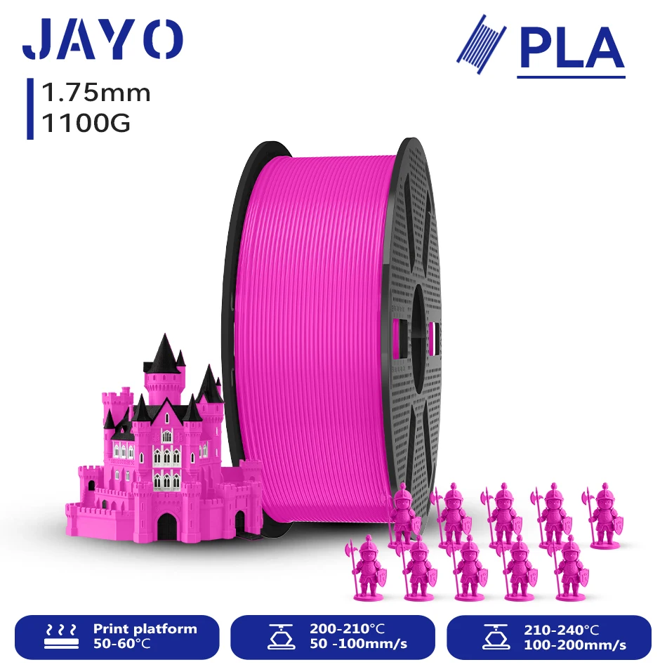 JAYO 1100G 3D PLA Druckerfilament 1,75mm Ungiftig & Blasenfrei PLA-Kunststoff als 3D-Druckfilament für 99% der 3D FDM Drucker & Stifte 1,1KG/Rolle