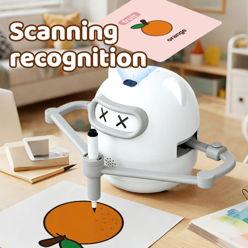 Robô de Desenho Educacional Interativo, Robô de Pintura Automático com 100 Cartões, Brinquedo de Máquina de Ensino Inteligente