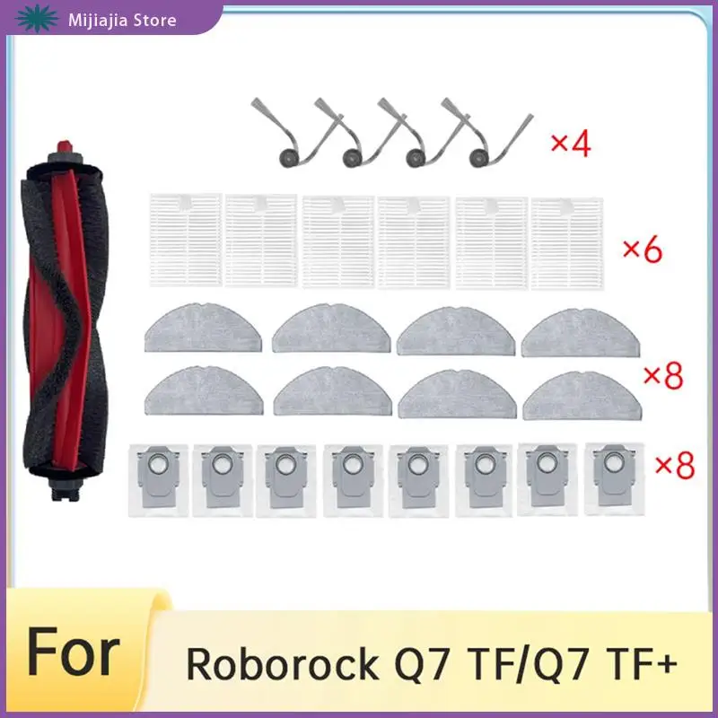 

27 шт. для Roborock Q7 TF/Q7 TF + аксессуары для пылесоса, основная боковая щетка, фильтр для швабры, мешки для пыли, ПРОДАЖА