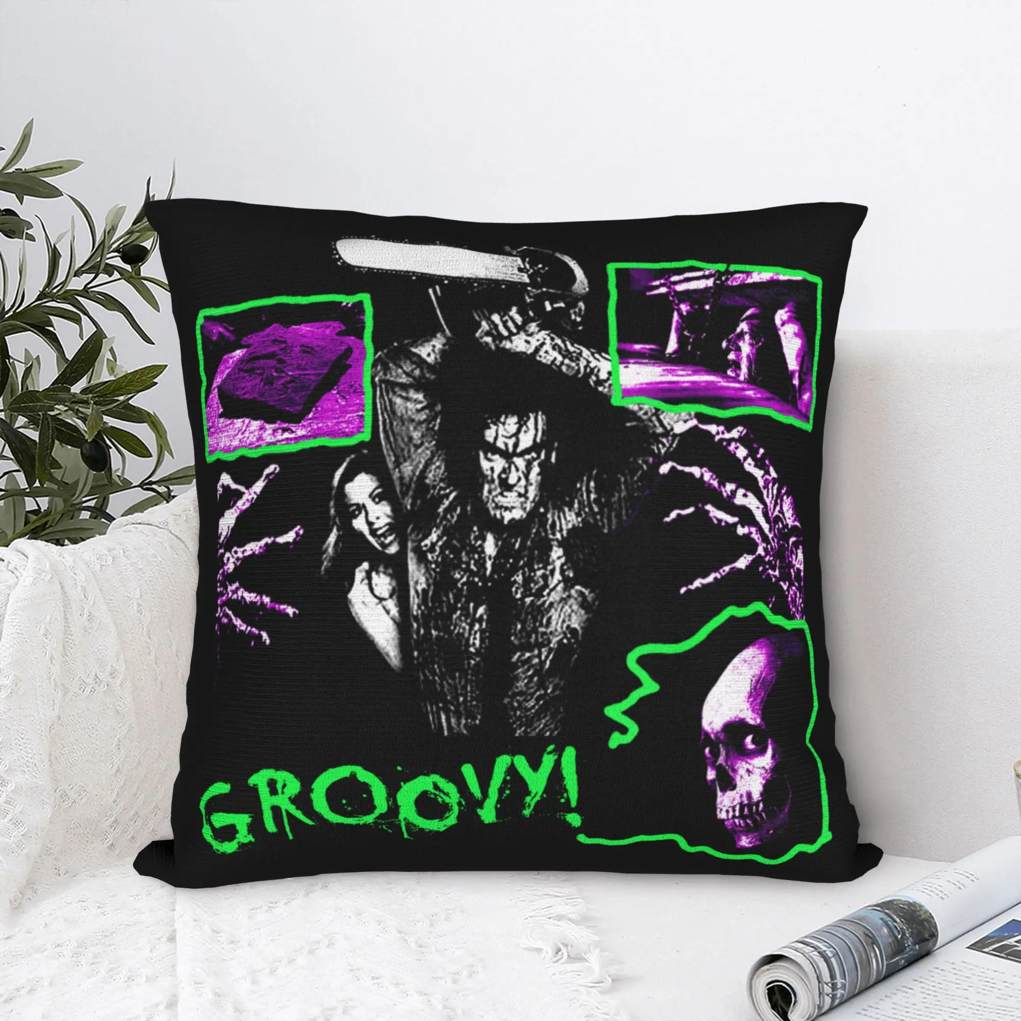Ashes Neon Collage Horror Williams Pillowcase Fabric Cushion Cover Decorative Movie Throw Pillow Case Cover Home Drop Shipping