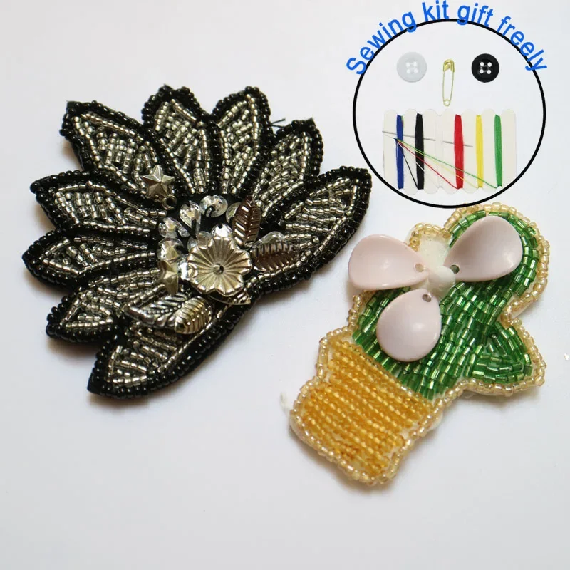 1pc 3D Handmade flower beaded Patches for clothing DIY sew on sequin rhinestone parches Beads appliques for hats bags