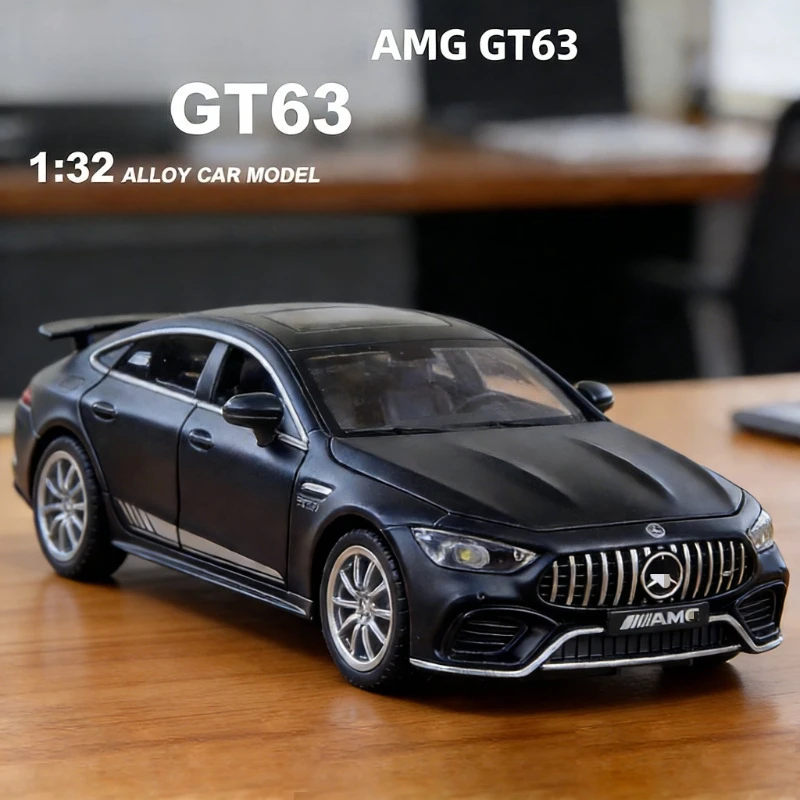 

1:32 AMG GT63 Sports Car Diecast Metal Alloy Model car Sound Light Pull Back Collection Kids Toy Gifts