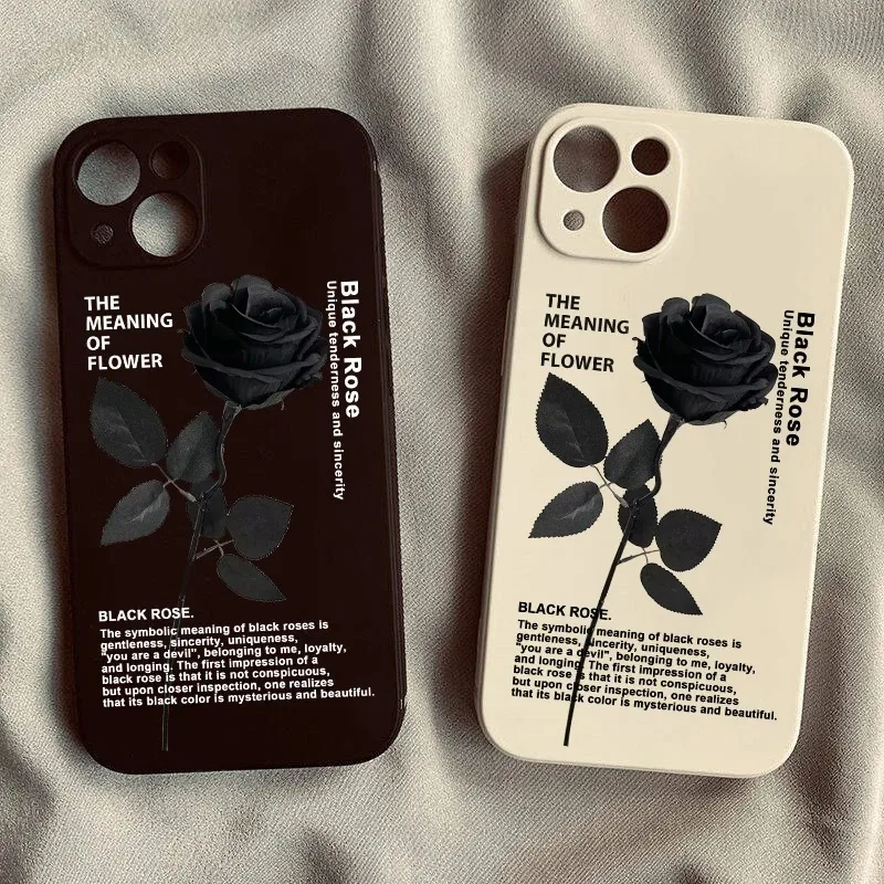 

Graceful Black Rose Phone Case For iPhone 16 15 14 13 12 11 Pro Max Mini X XS SE4 7 8 Plus 16E Shockproof Non-Slip Cover Fundas