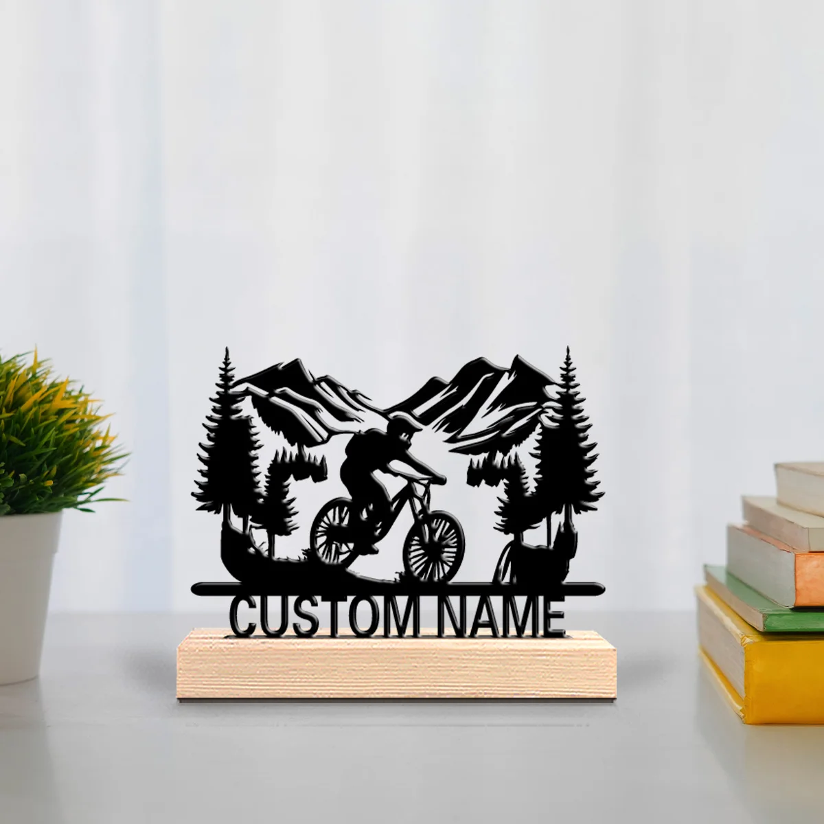 1pc New Design Personalized Custom Bicycle Metal Statues Sports Enthusiast Gift With Wooden Base Perfect For Bedrooms