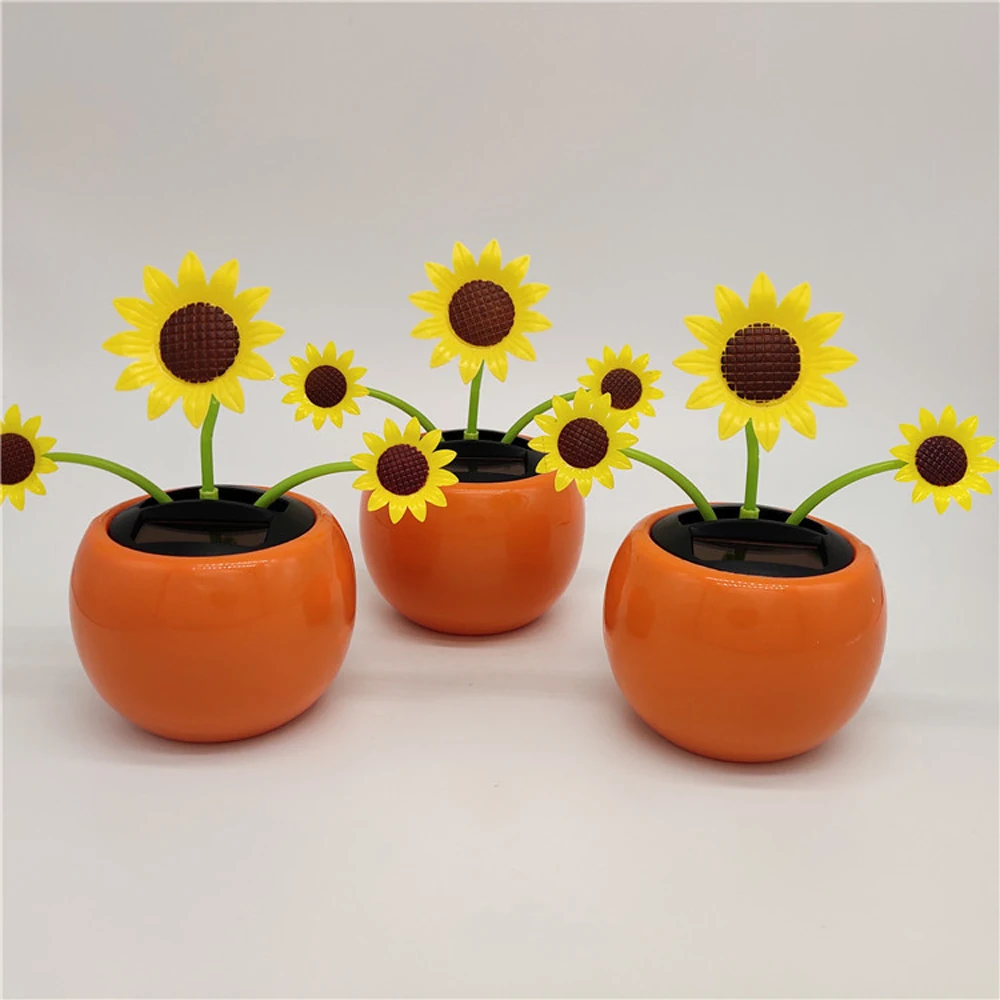 Decorazione da scrivania Ufficio Bobble Decorazione cruscotto auto Altalena Giocattoli Miele Ape Danza Fiore del sole Giocattolo solare Ornamento di girasole Ad energia solare