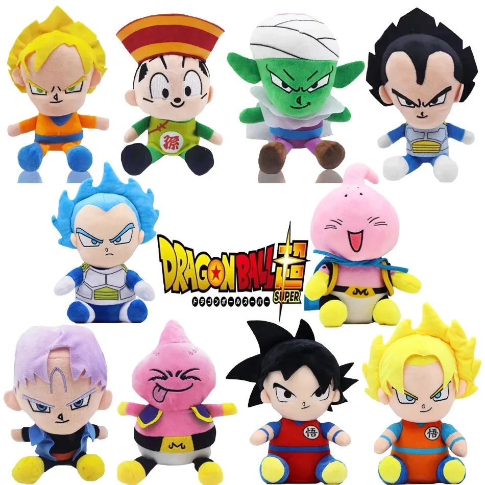 Dragon Ball Z Plush Toys Set of 6 20cm Anime Characters Goku Vegeta Buu Piccolo Trunks Soft Stuffed Dolls