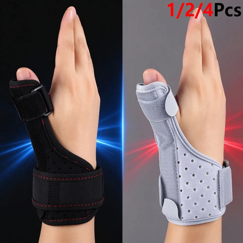 1/2/4Pcs Wrist Thumb Support Splint Brace, Adjustable Multi Straps Stabilizer, Breathable Vent Hole Design Thumb Injury Recovery