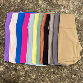 Seamless Cycling Shorts with Pocket 2 Solid Color Cycling Women Sport Yoga Short leggings Compression Support Sweat-Wickin Comprehensive Training Jog Internal Pocket 2