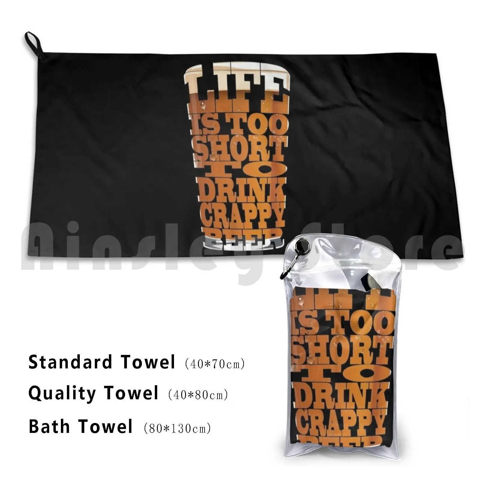 Life Is Too Short Custom Towel Bath Towel Beer Liquor Cheepbeer Fathersday Giftforhim Giftforher Drinking