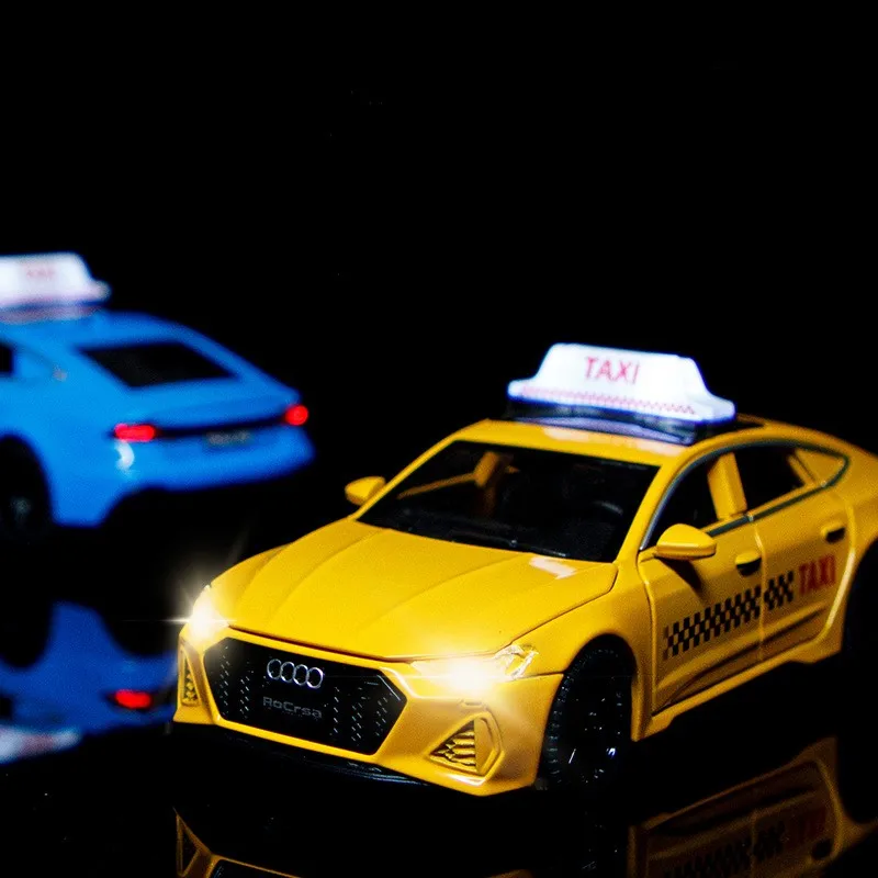 Modèle de voiture de Taxi en alliage RS7 1:32, véhicules moulés sous pression et jouets, jouets de Simulation sonore et lumineux, Collection de voitures, cadeau pour enfants garçons  26