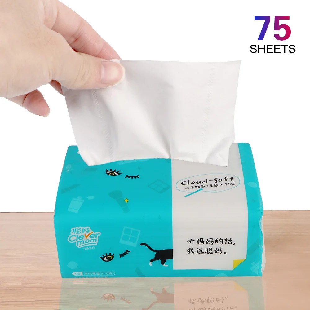 Haushalt reines Holzzellstoff Papierhandtuch Esstisch Servietten Einweg 4 Schichten 300 Blatt Toilettenpapier Taschentuch