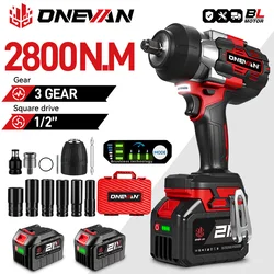 ONEVAN 2800N.M 2800W llave de impacto eléctrica sin escobillas 1/2 pulgadas llave dinamométrica inalámbrica herramienta destornillador para batería Makita 18V