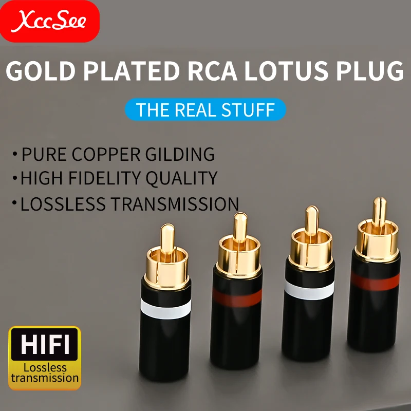 XCCSEE enchufe Lotus RCA chapado en oro de cobre puro HIFI, adecuado para dispositivos de interfaz RCA como altavoces y amplificadores