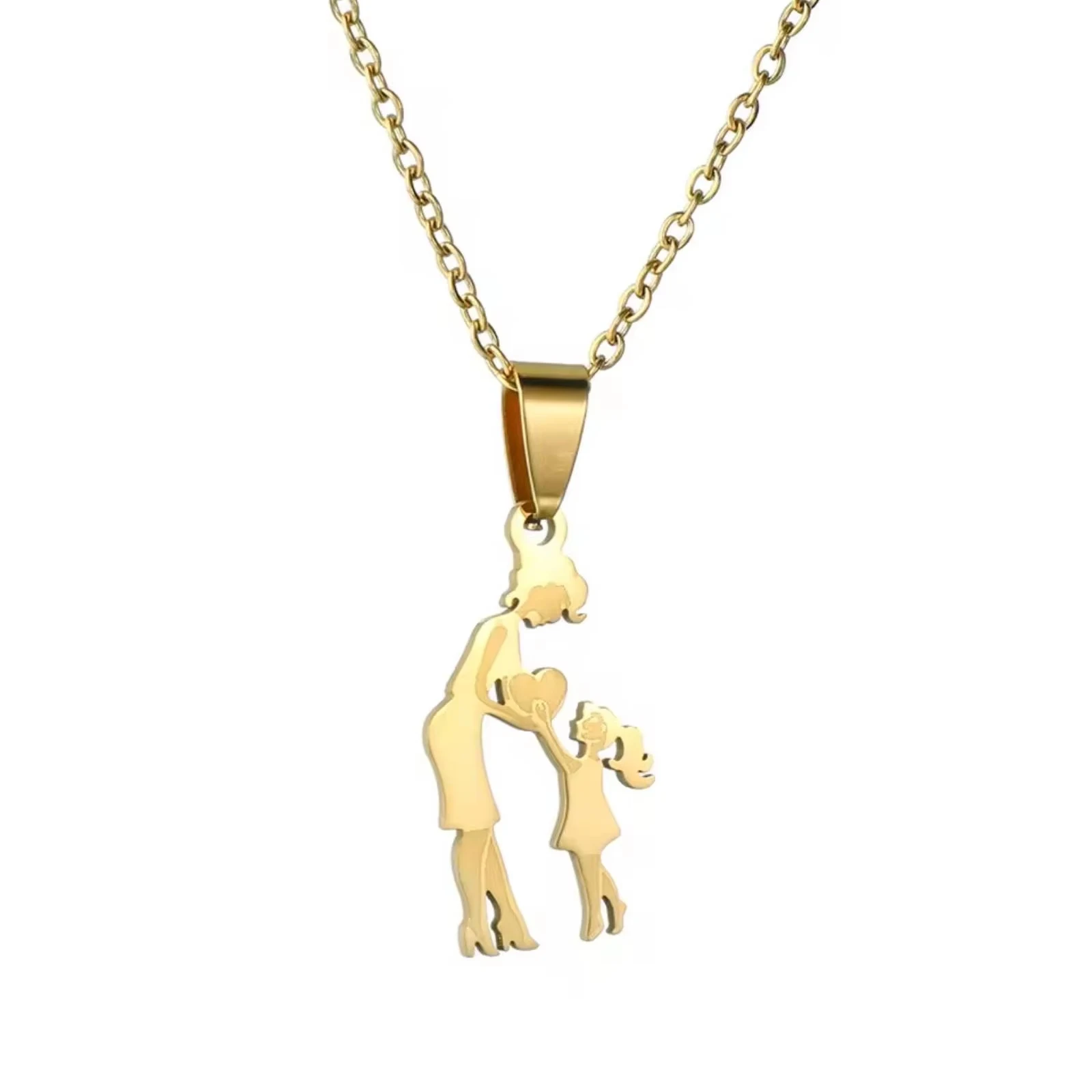 Mutter-Tochter-Familien-Anhänger Halskette aus Edelstahl für Frauen und Mädchen, Modeschmuck, Geschenke zum Muttertag – Detail 1