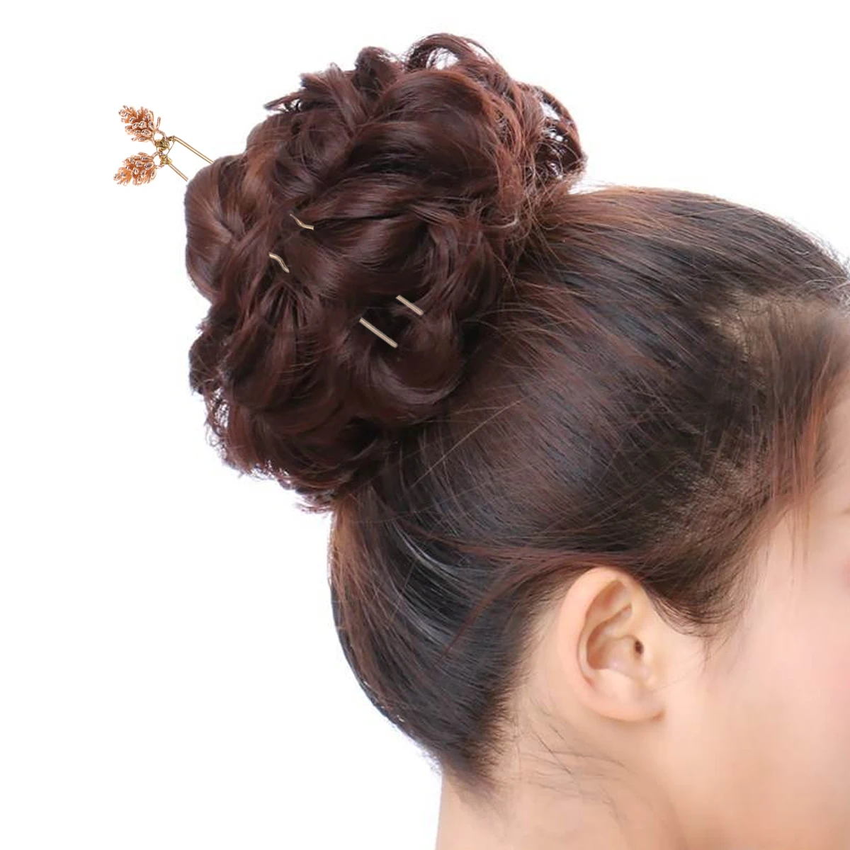 

3pcs Alloy Pine Cone Shape Hairpins Bridal Decorative Jewelry Accessories Women Wedding Party Golden Simple Elegant Charming