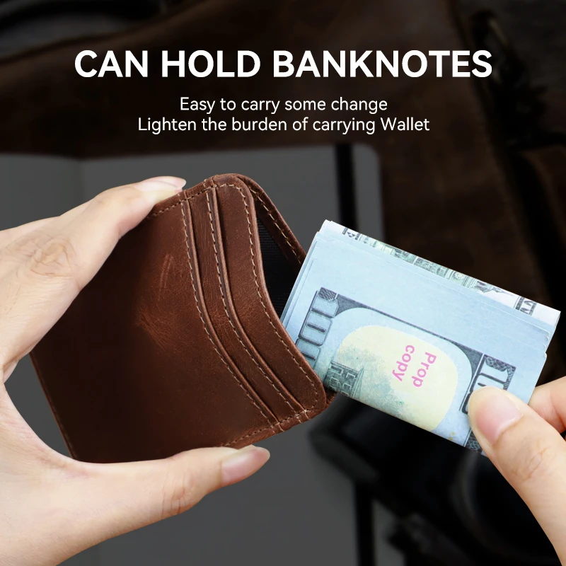 Vintage Men's Genuine Leather Business ID Card Holder Credit Card Slot Pocket Small Card Wallet For Male Thin Mini Cards Purse