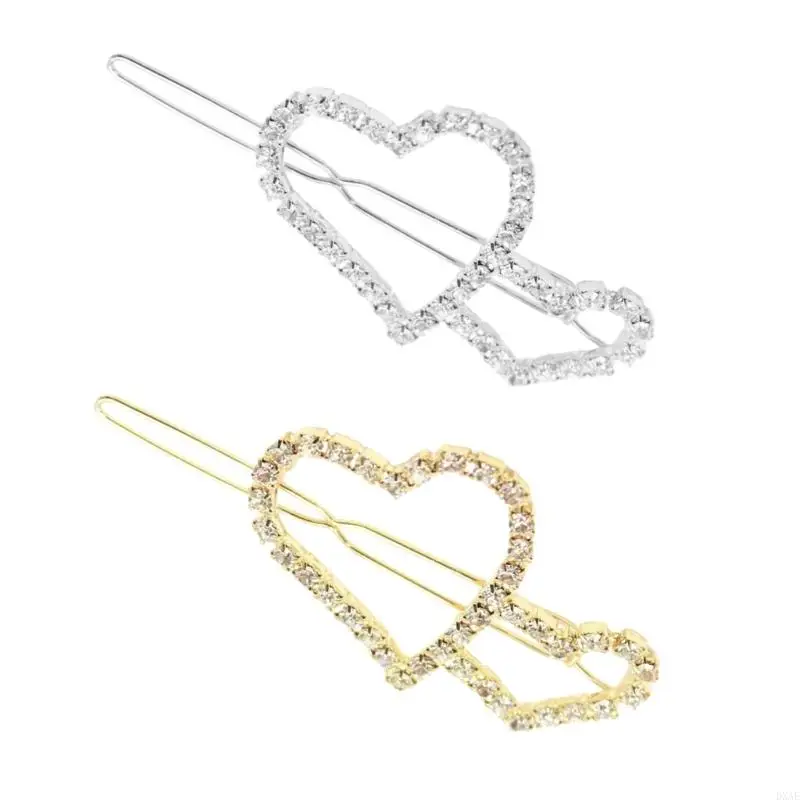 DXAE Luxurious Heart Hair Clip Dating Night Hairpin Rhinestones Decoration Hairpin for Various Occasion