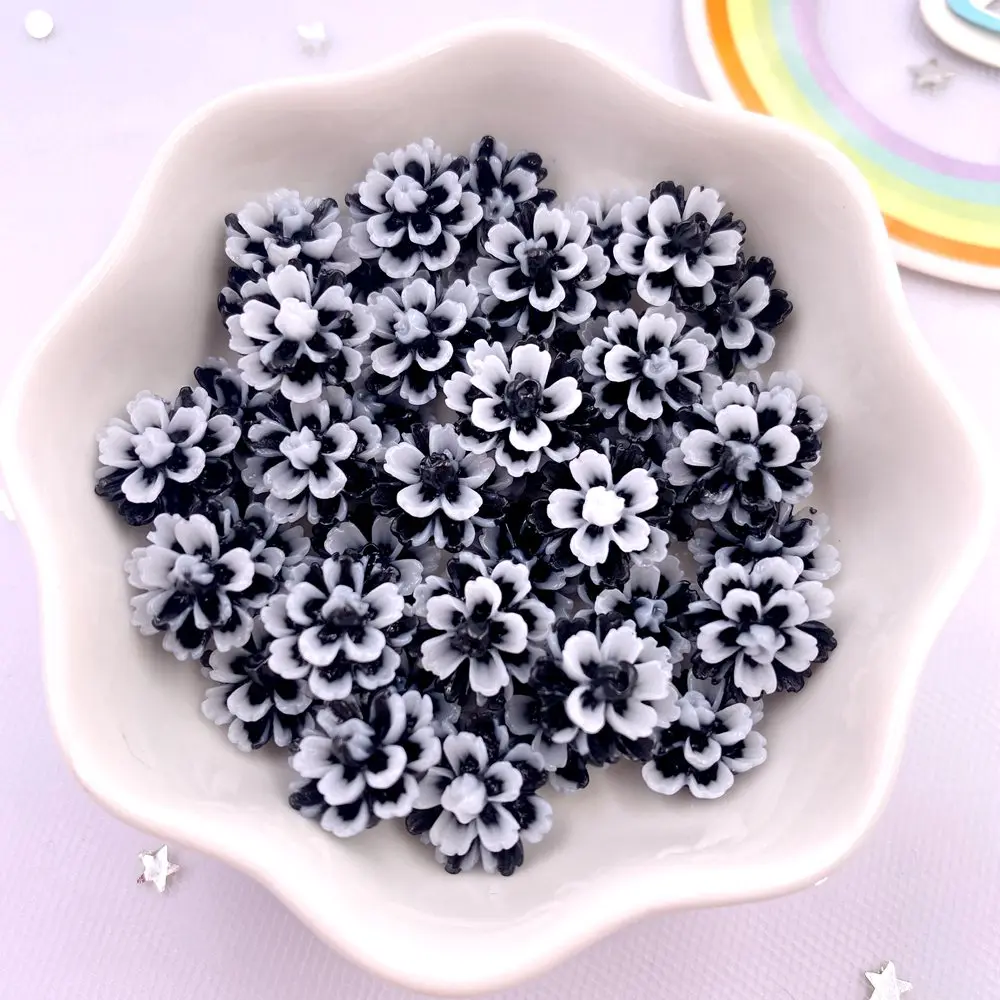 50Pcs 12mm Resin Double Layer Candy Color Flatback Flower Rhinestone Scrapbook Wedding buttons Applique Crafts DIY Nail Art F082