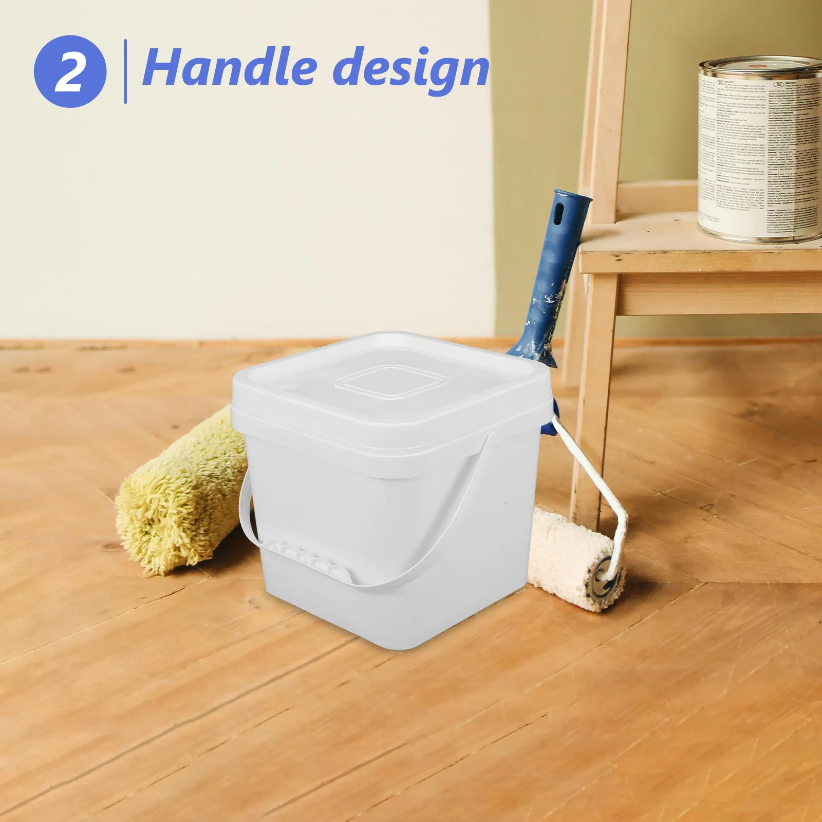 Plastic Paint Bucket 5L White Stable Material Paint Storage Bucket Pigment Container Lid Handle Easy Carry Container with Lid