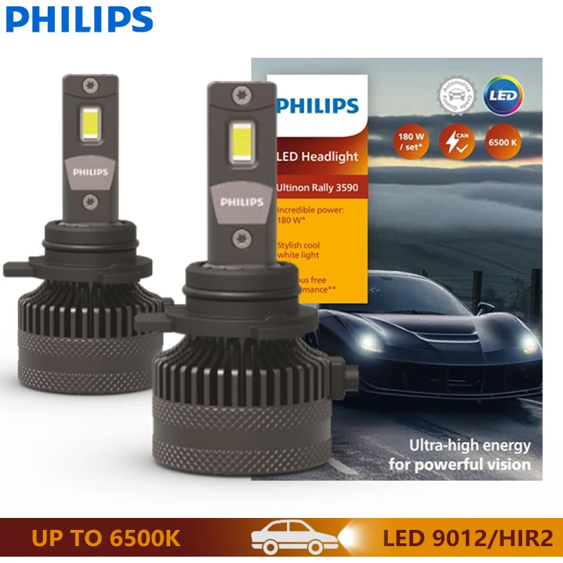 

Philips Ultinon Rally HIR2 9012 Car LED Headlight 180W 15000LM High Power 6500K Cool White High Lumen Watt Lamps LUM11012U3590X2