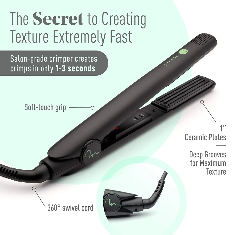 Professional 1-Inch Hair Crimper Iron - Deeper Ceramic Plates for Fast Root Volumizing & Crimping - Dual Voltage Travel Ready - view 3