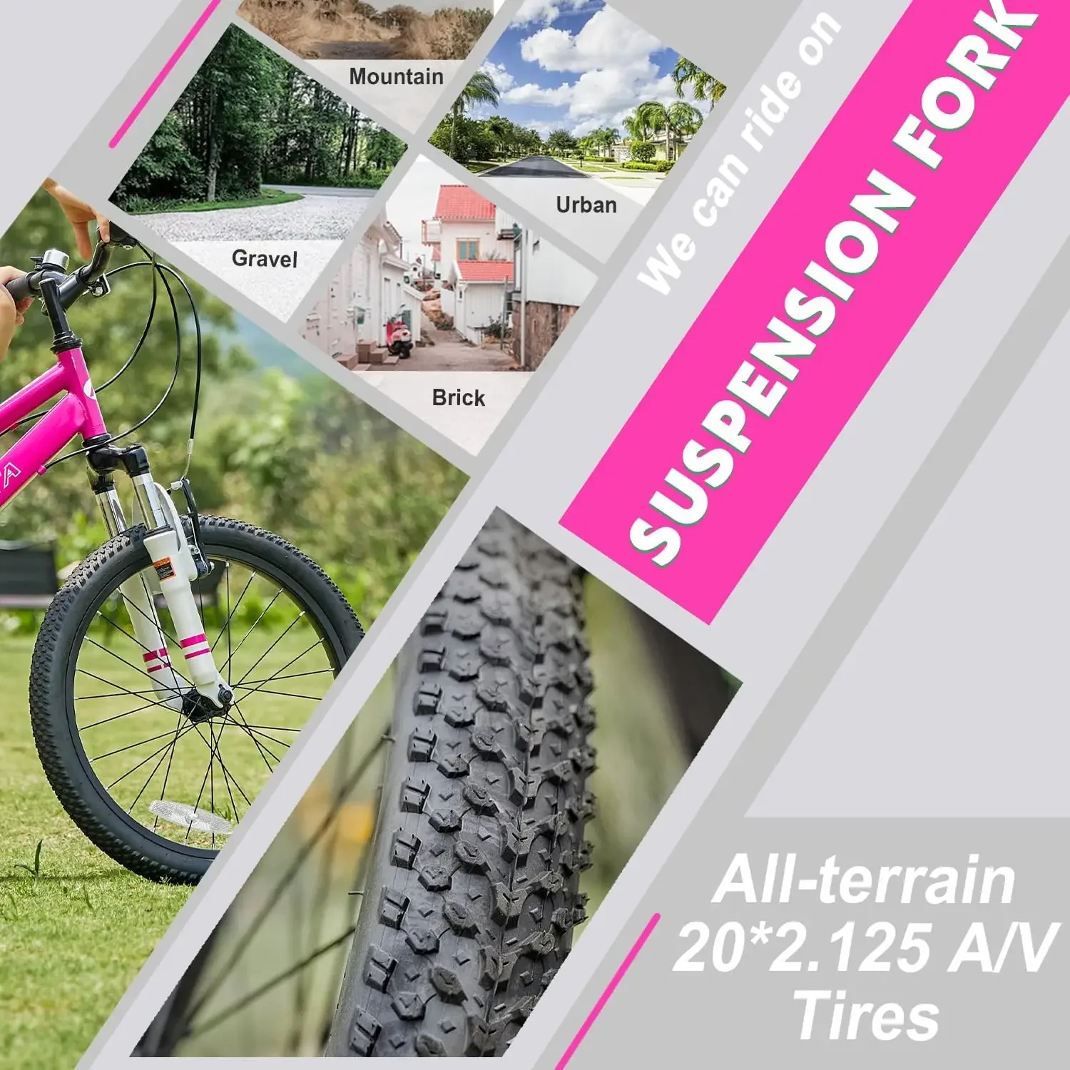 

Govet 20'' Kids Mountain Bike for 6-12 Years Old Boys Girls with Suspension Fork, 6 Speeds Drivetrain, Multiple Colors
