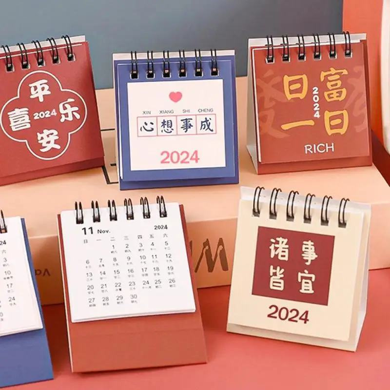 2025 Mini Simple Small Desk Calendar Pocket Portable Calendar Punch Plan Desktop Decoration