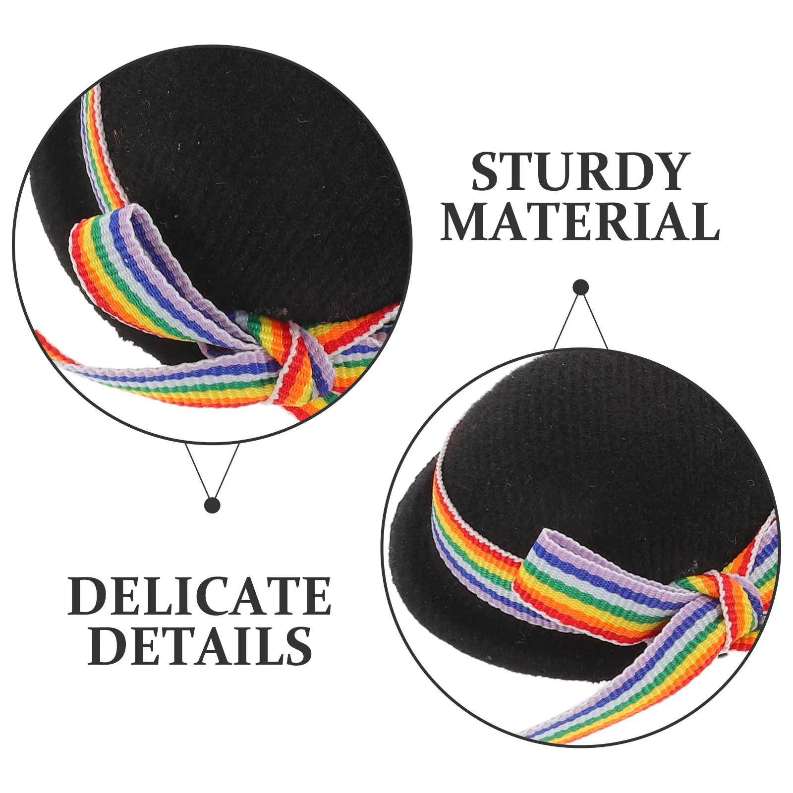 4 pezzi mini cappelli cappelli a cilindro formali neri con tessitura colorata piccoli copricapi artigianali per la festa del tè in casa delle bambole - accessori in miniatura