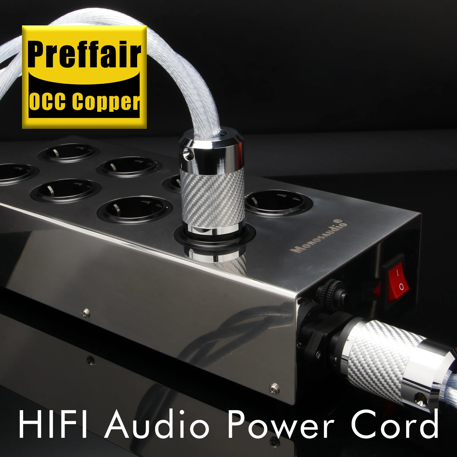 Preffair X410 5N OCC US & EU AC-Stromkabel mit Kohlefaser-Rhodium-Beschichtung für HIFI-Audioverstärker, DAC und Filter – Detail 5