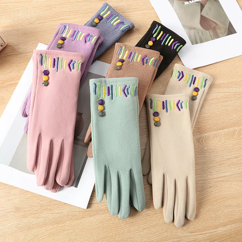 Summer Simple Ethnic Style Fashion Touch Screen Breathable Cold Resistant Inner Velvet Gloves protective gloves
