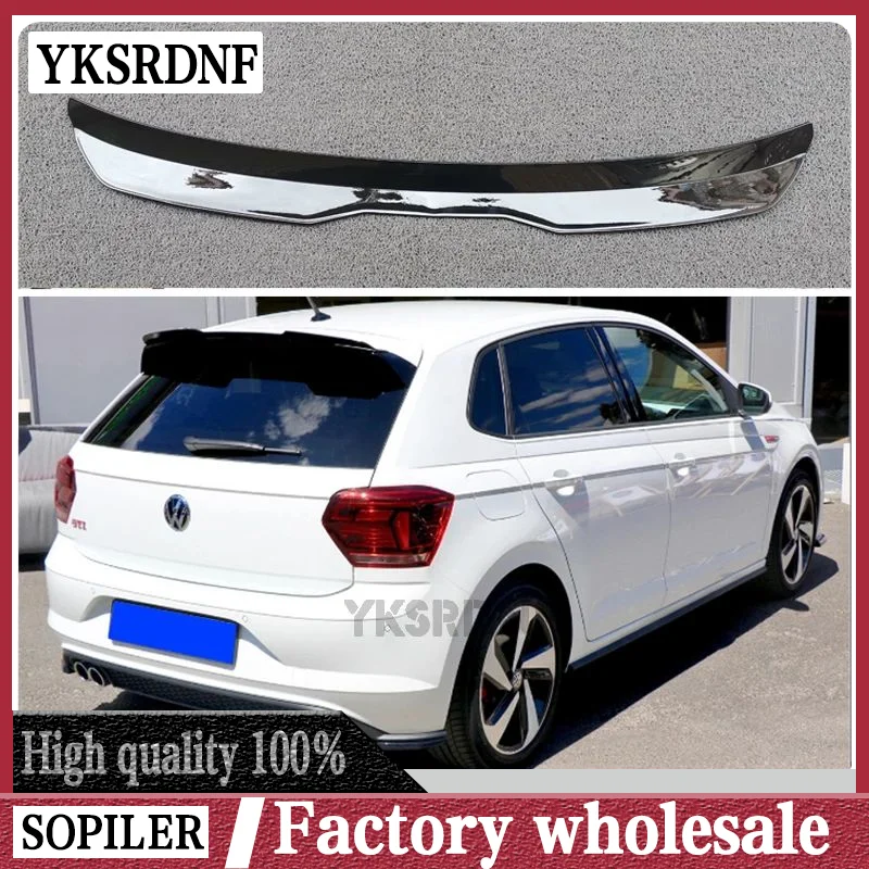 SPOILER EXTENSION Do Volkswagen Polo AW MK6 Spoiler Lip ABS Plastic Glossy Black Do VW Polo AW GTI R-Line 2018 - UP Roof Wing