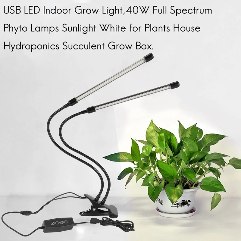 حار USB LED داخلي تنمو ضوء ، 40 واط الطيف الكامل مصابيح فيتو ضوء الشمس الأبيض للنباتات منزل الزراعة المائية عصاري تنمو صندوق