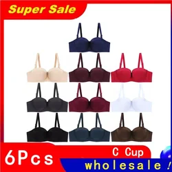 BINNYS Wholesale 6PCS Women Underwear Female Strapless Silicone Non-slip Half Cup High Quality Comfortable Underwire Ladies Bra