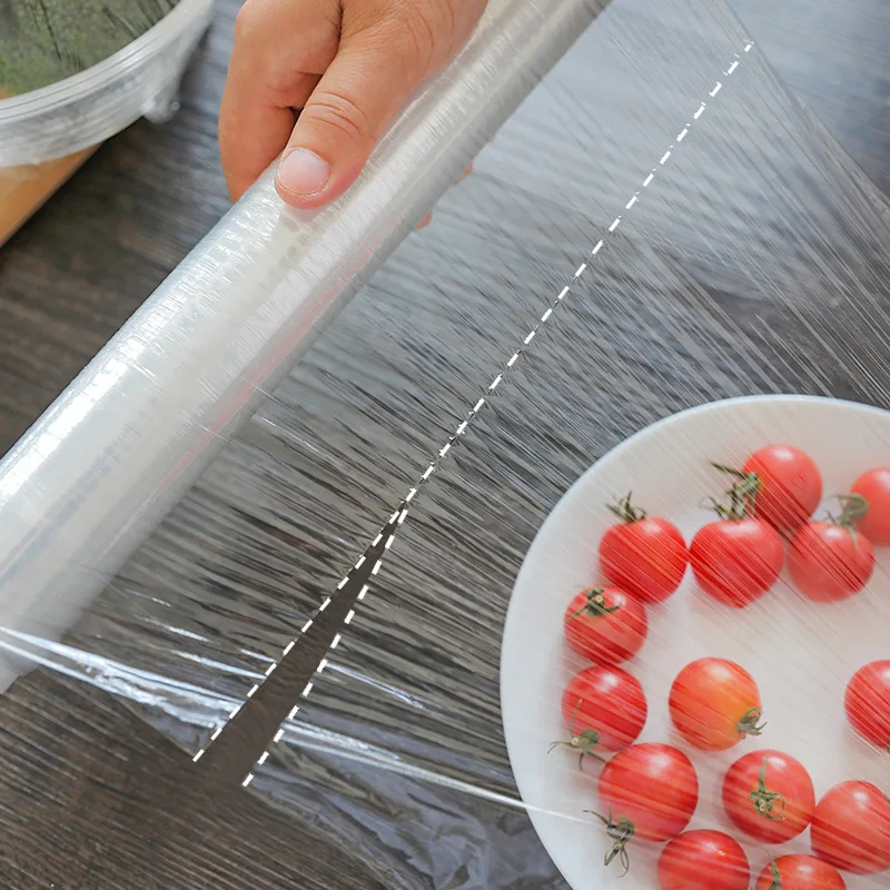 Plastic wrap knife free tear point break large roll microwave kitchen refrigerator household economy 50 meters food pe film