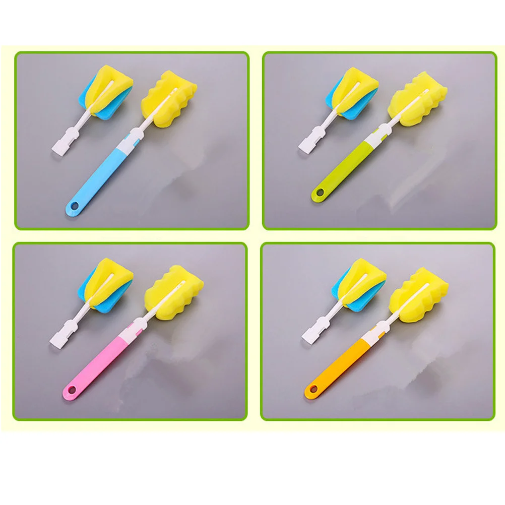

2Pcs Sponge Baby Bottle Cleaning Brush Plastic Handle Soft Replacement Sponge for Nipples Pump Parts Milk Feeding Bottles