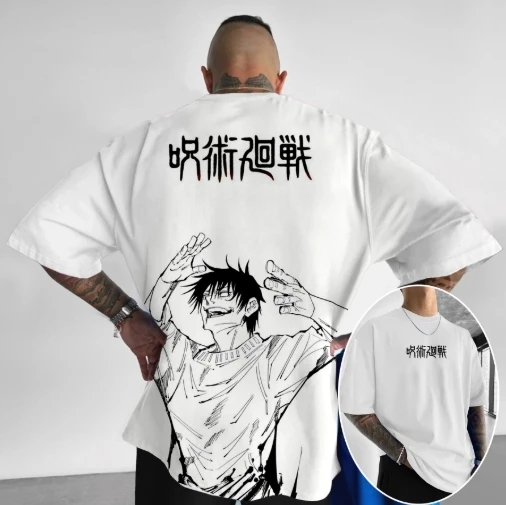 

Summer White T-shirt Day Anime Cartoon Tactical Retribution Printed Short-sleeved T-shirt Men's Fashion Promotion Pure Cotton