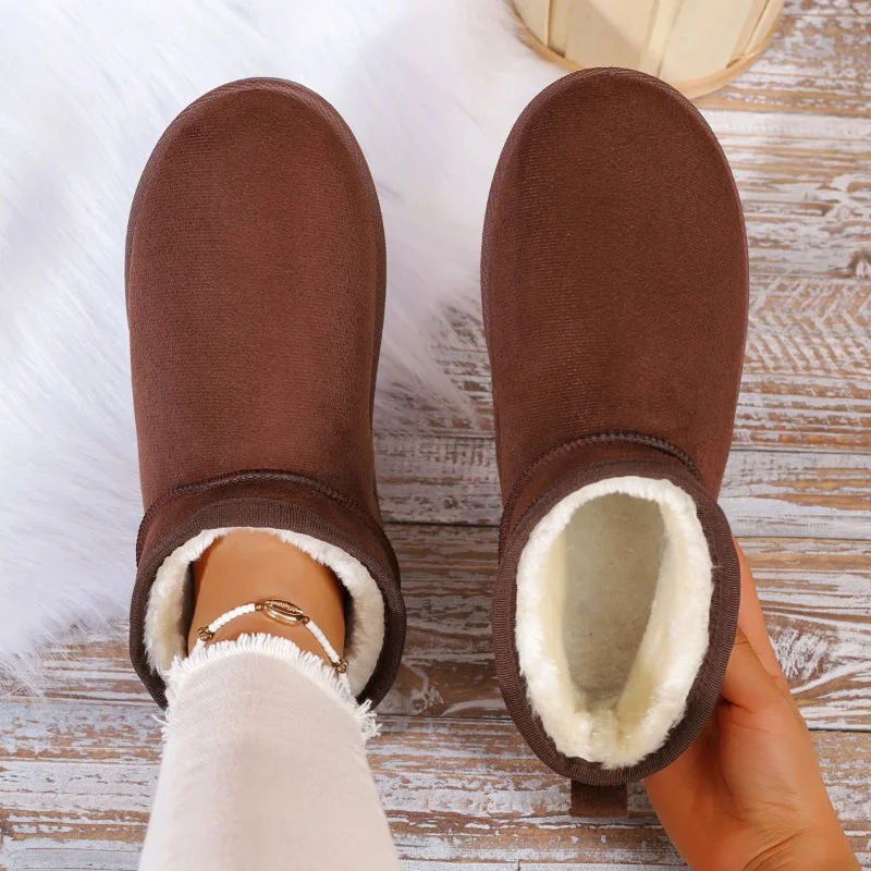 

2025 Thickened Winter High-quality Snow Boots Women's Round Toe Short Casual Fashion Cotton Shoes Warm Fleece Lined Boot