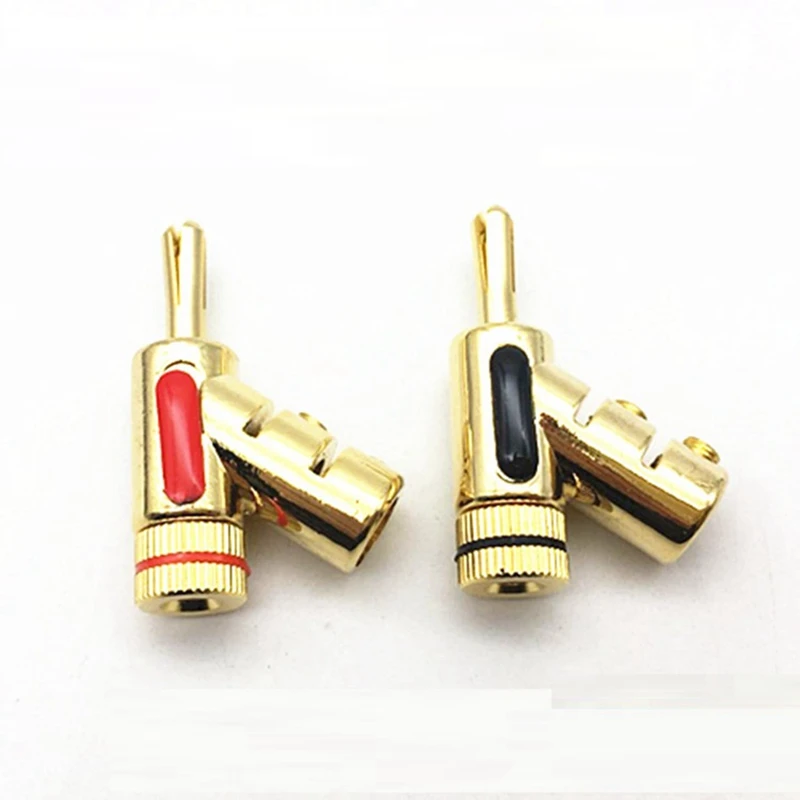 4 Piece Banana Plug Y-Shaped Speaker Cable Plug Copper + Gold Plating Locking Banana Plug Connector HIFI Jack Audio Adapter