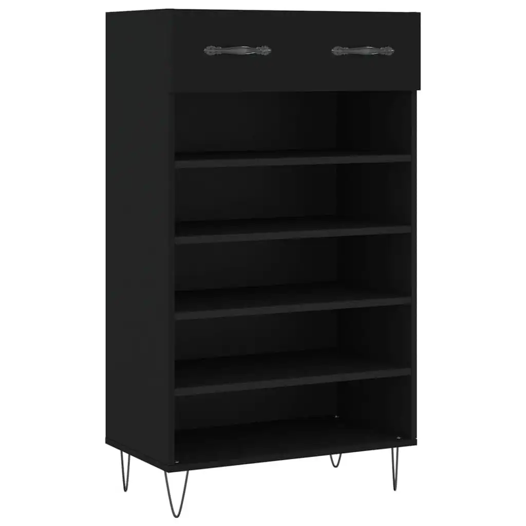 vidaXL Armoire à chaussures noire 60x35x105 cm bois d'ingénierie