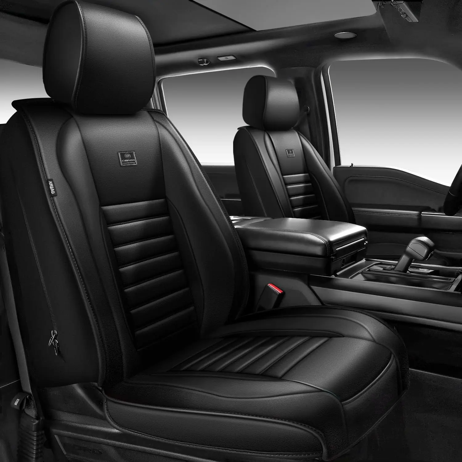 Nappa Leather Car Seat Covers Full Set, Luxury Seat Protector for Cars, Waterproof Anti-Slip Car Seat Cushion Armrest Compatible