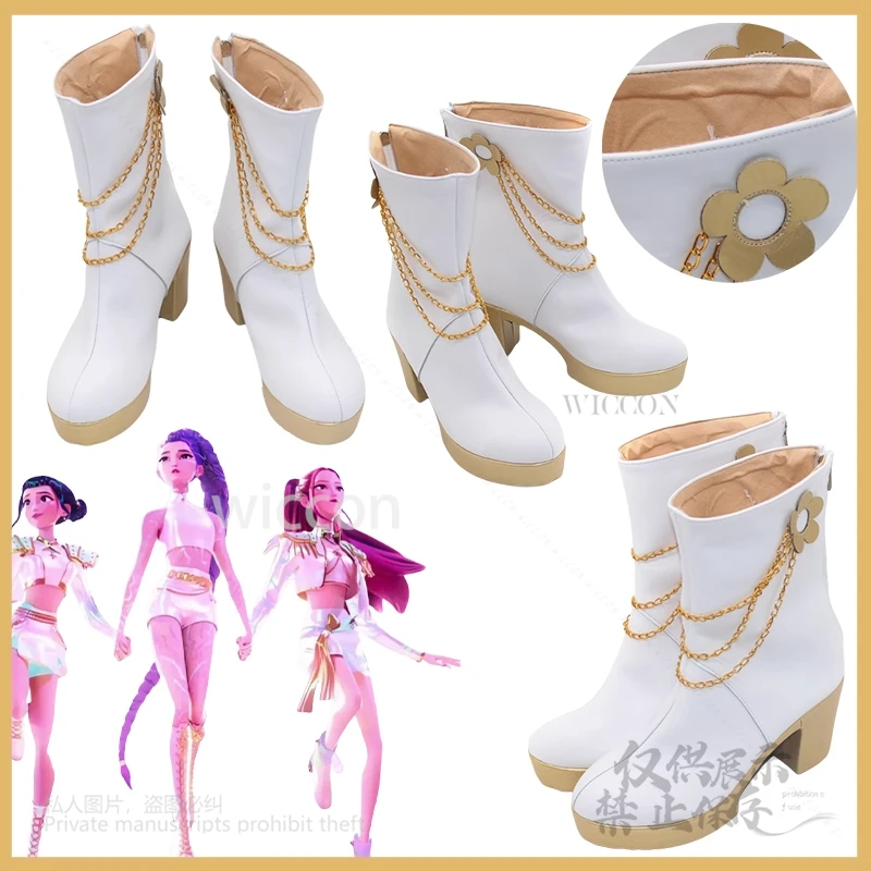 

Anime Mira Performance PU Leather White Shoes Cosplay Costume Boots Roleplay Demon Hunters Props Women Men Halloween Party 35-48