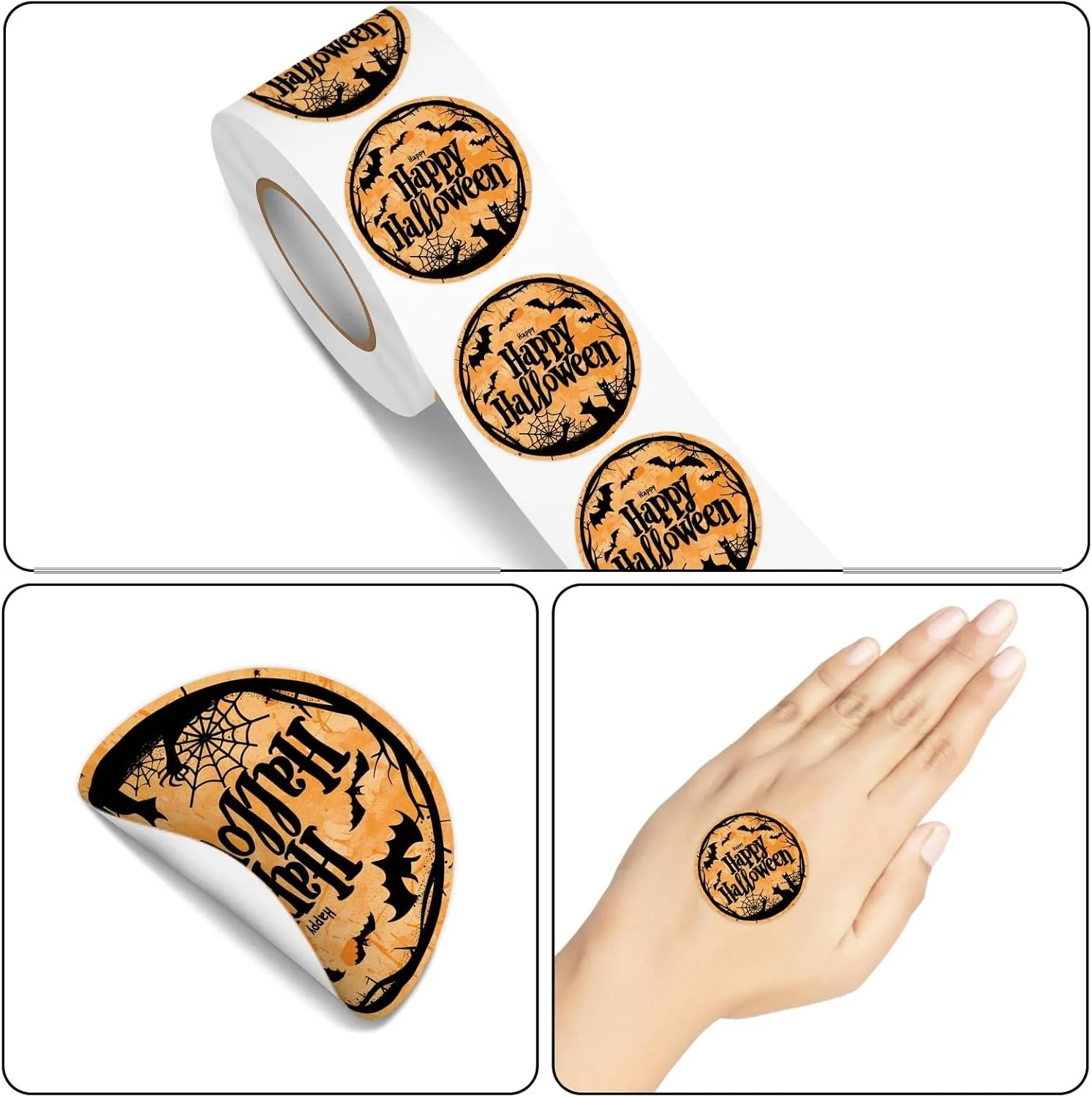 500pcs Cute Halloween Ghost Sticker, 2.5cm White Ghost Label for Envelope Gift Card Candy Bag Party Supplies