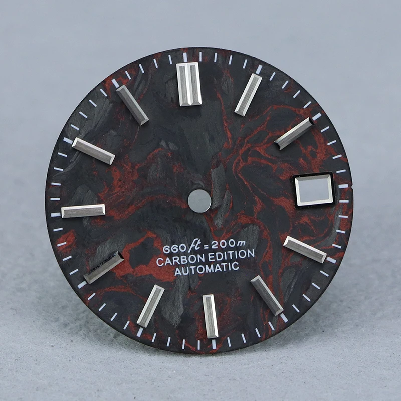 SEAGIS Carbon Fiber 28.5mm Dial NH35 Dial Rich Texture Mod Watch Face Customization No Logo Rose Gold Red Green Colorful Pattern