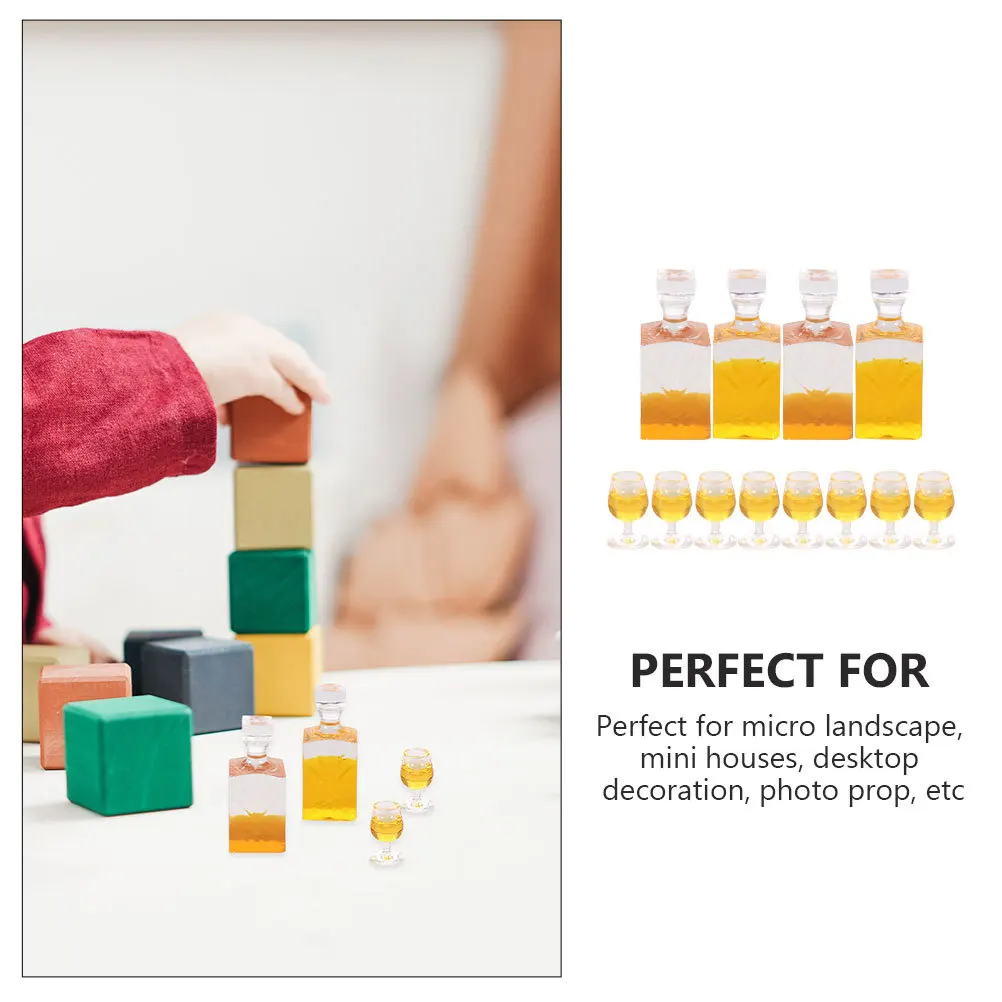 4Sets Realistic Miniature Wine Bottles High-Class Durable Decorative Mini House Accessories Desktop Photo Props