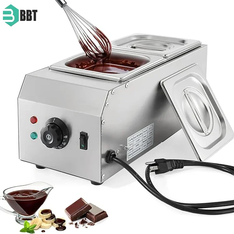 

Commercial Electric 2-pot Hot Food stove Double Chocolate Stove Chocolate Tempering and Melting Machine