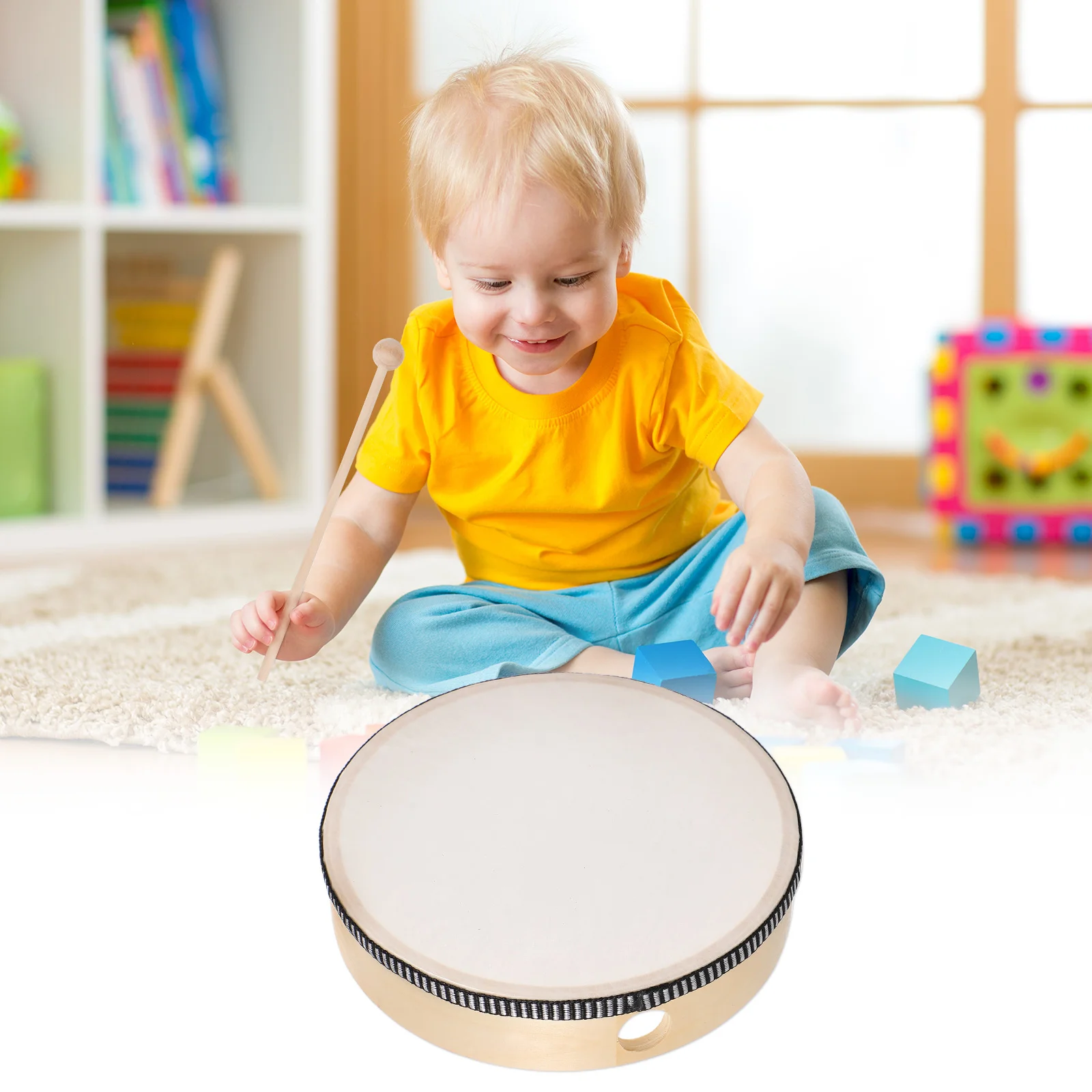 6 pezzi tamburello a percussione strumenti musicali per bambini tamburo con cornice in legno set a mano per giocattolo